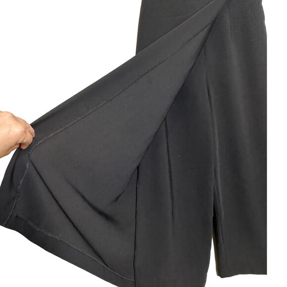 Zara Basic black crepe palazzo front overlap flap pants size small - Picture 8 of 13